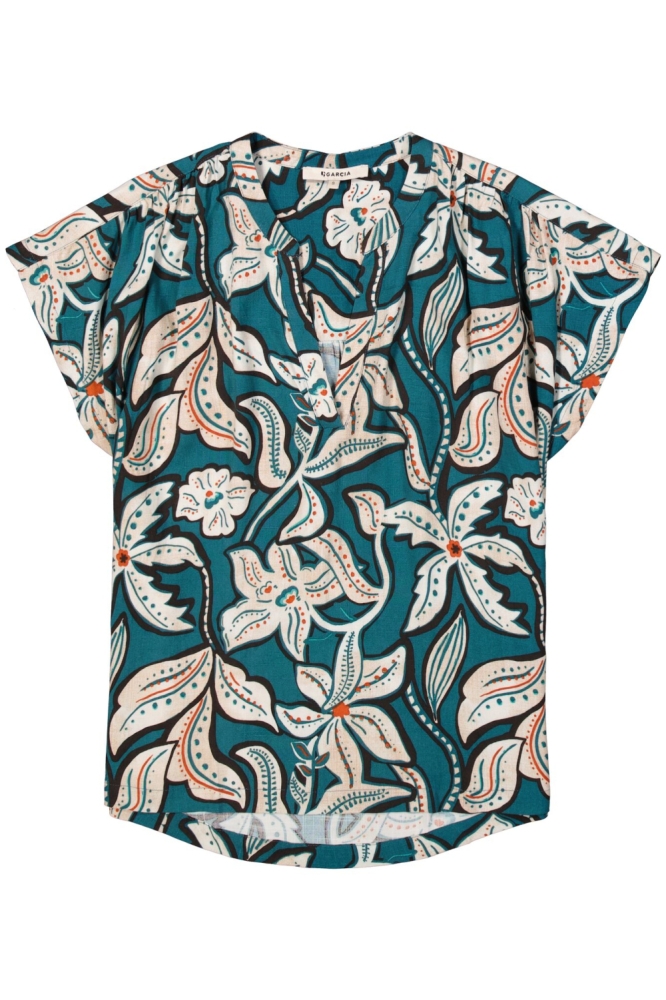 BLOUSE MET PRINT G50230 5079 Blue Lagoon